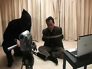 Foxy Asian babe is held at knife point by robbers and has t