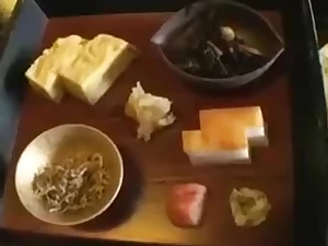 After dinner an Asian hottie gets naked and fingered by the