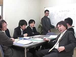 Busty office lady gets a gangbang from her peers