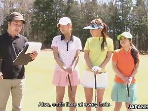 Asian golf bitch gets fucked and cummed on