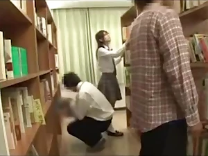 horny asian can't help but to get creampied in library