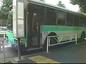 Japanese bukkake in a public bus